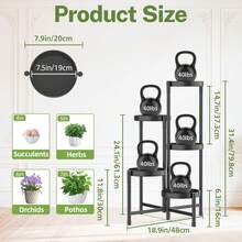 Plant Stand Indoor Outdoor, 5 Tier Corner Metal Flower Display Holder Shelf, Easy Assembly Folding Tall Orchid Rack For Patio Balcony Porch Garden Living Room House, Black - Black - View 2