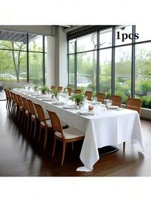 1 件装，大号长方形纯白色缎面涤纶桌布，适用于婚礼、派对和宴会 - 可机洗和手洗，可重复使用，派对装饰用品，适合长桌、多人派对、派对装饰 - 彩色 - 查看 17