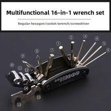 New Multi-Functional Folding Screwdriver Set, Wrench, Hex Wrench Combination, Multi-Purpose Wrench - Black - View 4