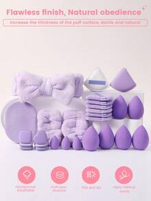 48PCS Makeup Tools Set Including:20PCS Makeup Brush Set+1pc Multi-Functional Zipper Toiletry And Cosmetic Bag Waterproof+1pc Hairband+8PCS Triangle Powder Puffs+1pc Facial Cleansing Sponges+2PCS Hand Bowl Strap+6PCS Makeup Sponges+3PCS Mini Makeup Sponges+6PCS Mini Air Cushion Powder Puffs,All-In-One & Beginner-Friendly | Travel-Ready & Gift-Ready | Perfect For Newbies/Her - Multicolor - View 3