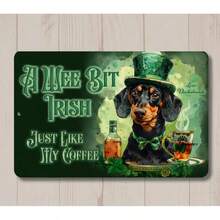 Dachshund Irish Coffee Sign, Funny Metal Wall Art, Coffee Bar Weiner Wiener Dog Decor, Wee Bit Irish, St. Patrick's Day, Doxie Mom Gift - a - 查看 7