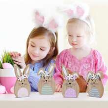 4pcs Wooden Floral Wreath Decor Set - Rustic Farmhouse Style, Suitable For Tabletop/Windowsill, Easter/Spring Decoration, Adorable For Nature Lovers And Cozy Home - A - View 6