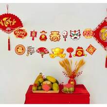ración de Año Nuevo Cino 2026 Año  Caballo Cina Fiesta Primavera Banner Guirnalda Lunar Primavera Festival ración para ogar Oficina Fiesta Suministros Fr - rojo - Ver 3