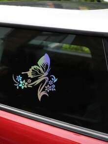1pc Fashion Butterfly Car Sticker, Reflective Butterfly Flower Eyebrow Engine Hood Car Decal - Butterfly Car Decals - View 10