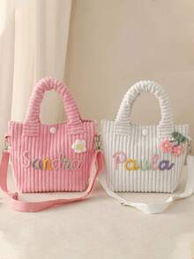 Customizable Name Solid Color Crossbody Bag, Soft Corduroy Kids Wallet With Strap, Small Corduroy Wallet With Strap, Customizable Name Tote Bag, Easter Gift, Birthday Gift - Multicolor - View 4