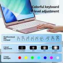 [Only Keyboard Case]Mollenmell Touch Case With Keyboard For IPad Pro 13-Inch(M5/M4, 2025/2024), IPad Air 13-Inch(M3/M2, 2025/2024) & IPad Pro 12.9-Inch, Trackpad, 360° Rotatable, 7-Colors Backlit, US English QWERTY Layout - Pink - View 4