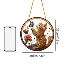 1 cái Acrylic nhỏ hình mèo và bướm Sun Catcher, 2D sơn kính cửa sổ trang trí treo, thích hợp cho hiên nhà, sân, vườn, phòng ngủ, quà tặng cho người yêu thú cưng, trang trí nhà cửa, trang trí phòng, trang trí tường - Nhiều màu - Xem 10