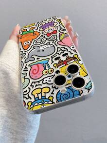 1pc Creative Bow Girl, Spongebob, Striped Dolphin Painted Pattern Shockproof Transparent Phone Case, Suitable Compatible With Samsung/ 11/12/12 Pro Max/14 Pro Max/15/15 Pro/16/16 Pro Max/17 And Other Models - Multicolor - View 6