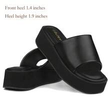 Chunky Platform Sandals For Women - Comfort Black Open Toe Slip On Platform Slides Y2K Wedge Sandals For Summer Casual - màu đen - Xem 2