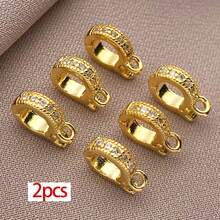 2个18K金铰链式拉扣吊坠环金属吊坠环黄铜立方氧化锆扣环项链手链钥匙扣饰品配件 - 彩色 - 查看 11