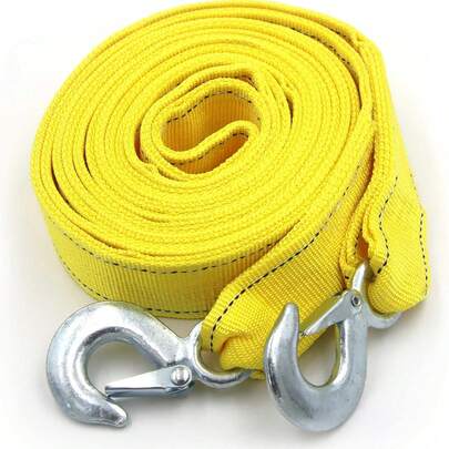 1 pièce Corde de remorquage en nylon jaune robuste de 300 cm, résistance à la traction de 55 kg, conception avant pour le remorquage de véhicules d'urgence