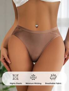 3 Pak Celana Dalam Wanita Model Mid Rise Berenda, Lembut, Elastis, Bernapas, Menutupi Seluruh Tubuh, Pakaian Dalam Nyaman untuk Sehari-hari dengan Sisi Berenda Bunga, Ukuran S-XXL untuk Penggunaan Sehari-hari - MultiWarna - View 3