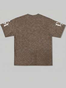 Zrgoth Men's Casual Versatile Simple Printed Element Short Sleeve T-Shirt - Brown - View 5