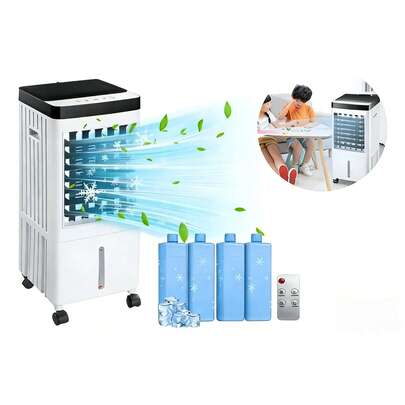 Climatizador Portátil de Aire 10 Litros con Función de Humidificador - Incluye 4 Bloques de Hielo para un Enfriamiento Eficaz, Mando a Distancia para Control Remoto y 3 Niveles de Velocidad Ajustable