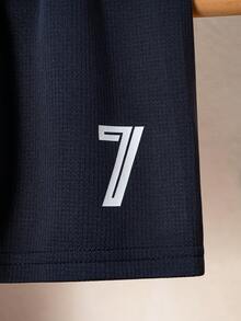2 pezzi/set Completo sportivo casual per ragazzi, maglietta a girocollo con colore a contrasto e pantaloncini comodi di colore unito, versatile per la scuola, uso quotidiano, riscaldamento per lo sport - Blu reale - Visualizzare 9