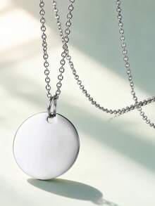 1pc Personalized Round Photo Necklace, Stainless Steel Silver, Gold, Rose Gold Necklace, Unisex Customizable Engraved Photo Necklace, Personalized Photo Necklace, Round Photo Pendant Necklace, Gift For Mom/Wife, Customizable Engraved Photo Pendant Necklace, Anniversary, Valentine's Day, Back To School - 926 - View 11