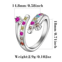 1 pieza Anillo abierto de plata de ley 925 con circonita cúbica incrustada, adecuado para uso diario casual, fiestas, bodas, vacaciones, cumpleaños, regalo del Día de San Valentín para mujeres - Plateado - Ver 4