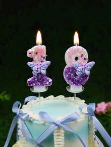 Elegante Schmetterling Zahlen Geburtstagkerzen 0-9, glitzernde Kuchendekoration für Hochzeiten, Jahrestage, Babypartys, Brautpartys, Geburtstage, Einweihungsfeiern - Paraffin Kuchendekoration Zubehör - perfekt für Geburtstagsfeierlichkeiten - das perfekte Geschenk für Partygäste. - 1PC - Übersicht 3