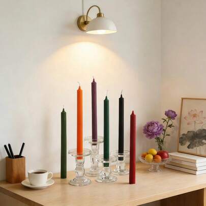 2pcs 25cm European Retro Long Handle Candles (Candle Holders Not Included), Wedding Candles, Holiday Candles, Candlelight Dinner Candles, Home Decor, Birthday Candles, Multi-Color Options, Romantic Wedding, Venue Decor, Dining Table Decor Long Handle Candles