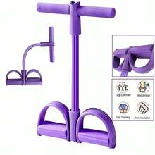 1-Piece Fitness Resistance Band - 4-Tube Foot Pedal Ankle Stretcher - Sit-Up Leg Stretching Training Band, Stretching Exercise Fitness Band, Suitable For Indoor And Outdoor Use. - 紫色 - 查看 1