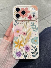 1pc Floral & Leaf Pattern Camera Lens Soft White Phone Case Compatible With Apple 17, 17 Air, 17 Pro, 17 Pro Max, 16 Pro Max, 16E, 14/13, 12, 11 Pro Max, XS Max, X, XR, 8, 7, 6S, Plus, Mini, And Galaxy A13 5G, S21 FE 5G, A15, A21S, A34, A12, S21, S25, Suitable As Birthday Gift, For Girlfriend, Boyfriend Or Personal Use, Anti-Drop - Multicolor - View 1