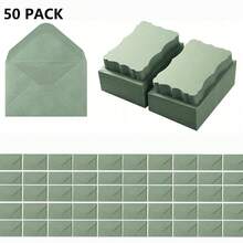 50 sobres + 50 tarjetas, incluye tarjetas de felicitación en blanco verdes y sobres autoadhesivos pequeños, adecuados para ceremonias de graduación, invitaciones, baby shower, bodas y tarjetas RSVP - Verde - 50 piezas - Ver 8