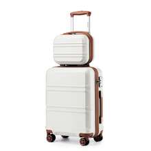 Lightweight 2-Piece Set - 20-Inch Carry-On Suitcase With 12-Inch Vanity Case 4-Wheel ABS Luggage For Travel And Business With TSA Lock - Beige - View 13