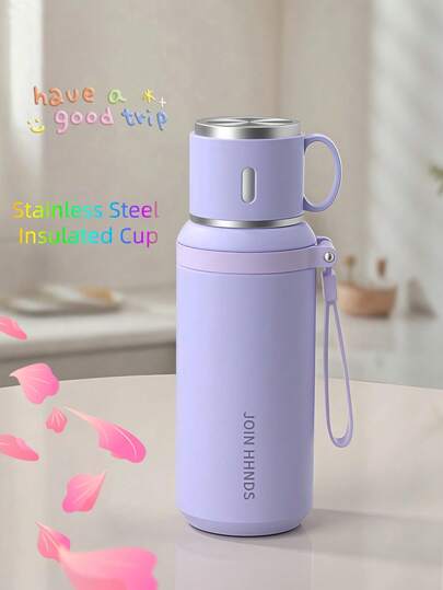 316大容量保温水瓶，带碗盖，隔热保冷，便携式设计，适合车载及户外使用，多种颜色可选，不锈钢内外材质，居家旅行皆宜。