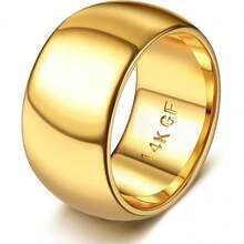 14K Gold Filled Ring For Women Men Thick Thin Pinky Thumb Ring Wedding Band Ring Non Tarnish Plain Domed Comfort Fit Size 6 To 10 - 金色 - 查看 31
