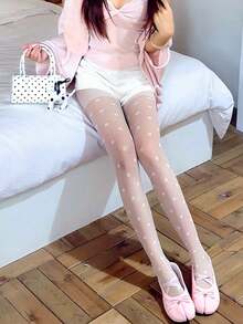 1 Pair Classic Big Polka Dot Tights - Sexy & Timeless For A Chic Date Night - Multicolor - View 4