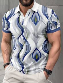 男士休闲印花短袖Polo衫 - 彩色 - 查看 5