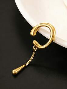 1件装极简水滴耳夹耳环（女士款） - 金黃色 - 查看 2