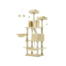 [Holiday Haul]FEANDREA 66.1" Tall Large Multi-Level Cat Tree With 13 Scratching Posts - Cream White - View 3