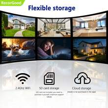 RecorGood 1 pezzo Telecamera di WiFi impermeabile 1080P, audio bidirezionale, rilevamento automatico AI, adatta per interni/esterni, cortile, ingresso, retro, negozio e altri scenari - Bianco - Visualizzare 4