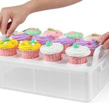 Gr8 Home 3 Tier Stackable Cupcake Carrier Box Muffin Cake Holder Plastic Clear Container - Clear - View 5