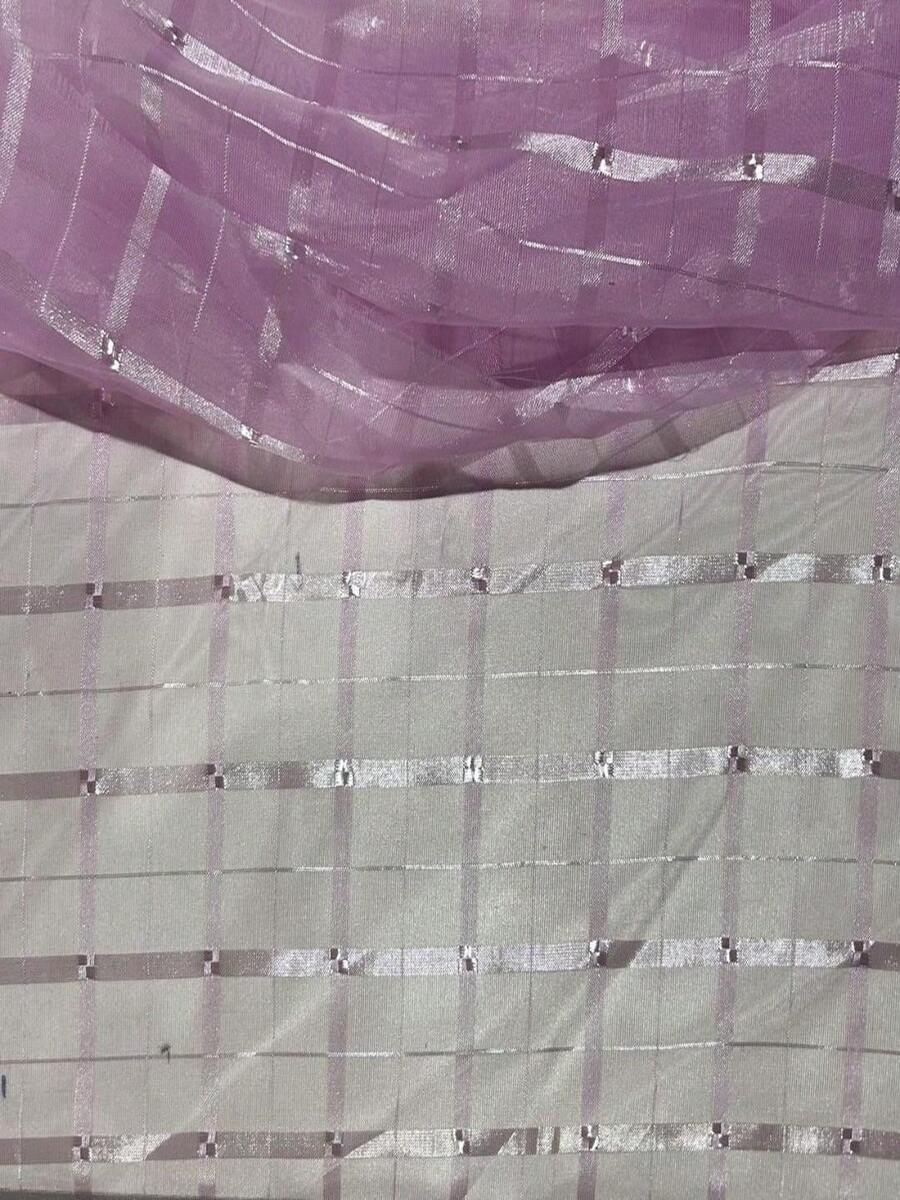 Voile Fabric Checkered Curtain | Checkered Voile - Curtains, General Decorations - Baby Pink 116 - View 1