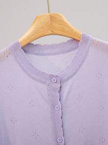 GIGOGOU Áo khoác cardigan dệt kim mỏng nhẹ dành cho nữ, tay dài, thoáng khí, thích hợp cho mùa xuân/hè. - Màu tím hoa cà - Xem 4