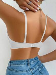 Peach Girl White Glossy Push-Up Bra, Bandeau Style, Detachable Straps. Lifting And Shaping Bust Design, Breathable And Aesthetically Back Line, Suitable For Everyday Wear. - White - View 2