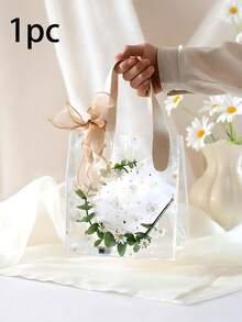 1/5个装礼品袋，带防水袋和雏菊图案丝带，时尚便携婚礼礼品袋，小巧雏菊图案PVC透明手提袋 - 彩色 - 查看 18