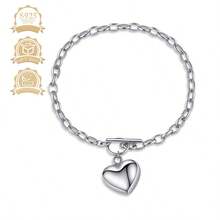 1pc Fashion 925 Sterling Silver Cubic Zirconia Crown & Heart Bracelet, Elegant & Artistic, Suitable For Daily Wear And Gift - Silver - View 8