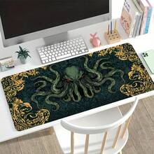 Tấm lót chuột chơi game cỡ lớn hình bạch tuộc Cthulhu họa tiết retro, đế cao su chống trượt, thảm trải bàn lớn, phụ kiện máy tính, tấm lót chuột chơi game chống bẩn, quà tặng lý tưởng cho game thủ, thảm trải bàn mở rộng, phụ kiện văn phòng thời trang. - Chuột Pad - Xem 4