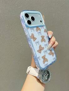 柔软可爱的浅蓝色小熊蝴蝶结手机壳，兼容 16、15、14、13、12 Pro Max、11，可爱韩版防震全包透明边框手机壳，摄像头凸起保护，送给女孩的礼物，兼容 17/17 Pro/17 Pro Max/17 Air，情人节礼物，兼容 17 Pro Max，兼容 13，兼容 15，兼容 16 - 藍色 - 查看 4