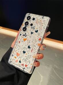 1个心形植物图案透明防摔手机保护壳，TPU材质，适合作为节日礼物，兼容三星手机，男女通用 - 彩色 - 查看 5