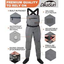Umbrauto Chest Waders – Waterproof 2-Ply Nylon/PVC Camo Hunting Fishing Waders Men And Women With Boots - Grey - View 2