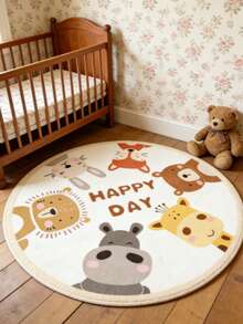 1pc Zebra, Hippopotamus, Giraffe, Lion Children's Room Decorative Carpet, Bedroom Decor, Toy Room Rug, Carpet, Home Decor, Living Room Carpet, Living Room Rug, Bedroom Carpet, Living Room Home Decor, Outdoor Carpet, Washable Carpet - Multicolor - View 4