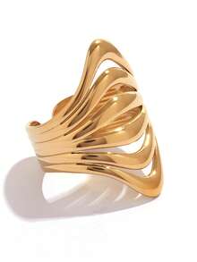 3pcs/1pc Fashion Women's Openwork 18k Gold Plated Stainless Steel Ring, Women's Western Jewelry Is Suitable For Daily Decoration Or Gifting, Suitable For Valentine's Day, Party, Festival And Daily Wear - Multicolor - View 10