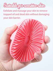 1pc Soft Silicone Body Exfoliating Brush, Handheld Shower Cleansing Brush, Removes Calluses And Gently Massages, Travel Essential Gift For Men And Women - A - View 1