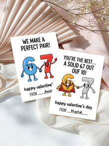 1/3 bộ 67 thiệp Valentine cho trẻ em và thiếu niên, có thể tùy chỉnh văn bản, thiệp Valentine 6-7, thiệp Valentine cho trẻ em, thiệp quà tặng lớp học 6-7 có thể chỉnh sửa và in được. - A - Xem 3