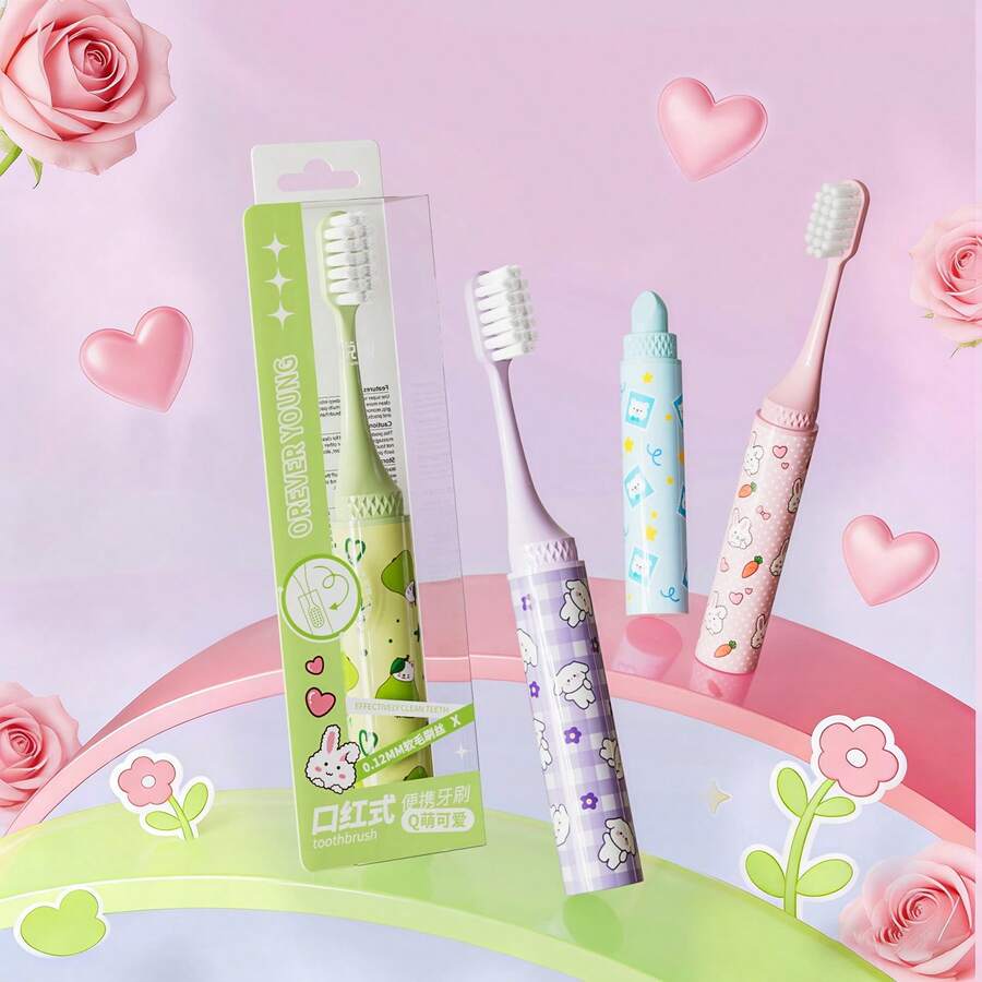1pc Travel Toothbrush, Travel Toothbrush Set, Mini Soft Portable Toothbrush, Small Foldable Toothbrush Individually Packaged, Suitable For Camping, Home, Adult Couples Portable - Multicolor - View 1