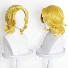 Yewell Gold Highlights With Beige Hair Cosplay Wig Role-Playing Headgear 12 Inch Daily Series Mobile Suit Cosplay Headgear Series Multi-Style Interpretation Of Cartoon Anime Suitable For Private Parties Daily Role-Playing Halloween Sakamoto Daily Life - Gold - View 5